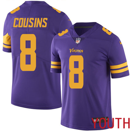 Minnesota Vikings #8 Limited Kirk Cousins Purple Nike NFL Youth Jersey Rush Vapor Untouchable->women nfl jersey->Women Jersey